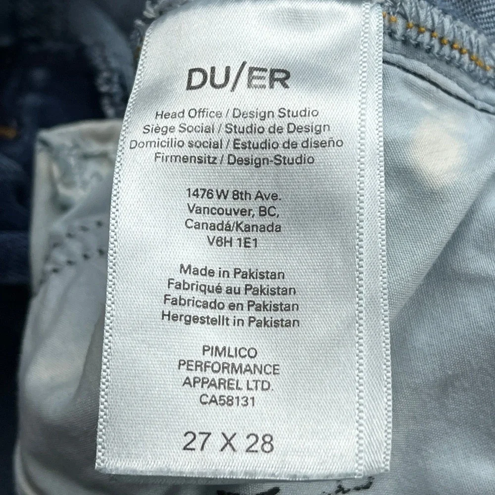 DU/ER Performance Denim+ High Rise Straight Jeans Womens 27 Blue Loose Stretch